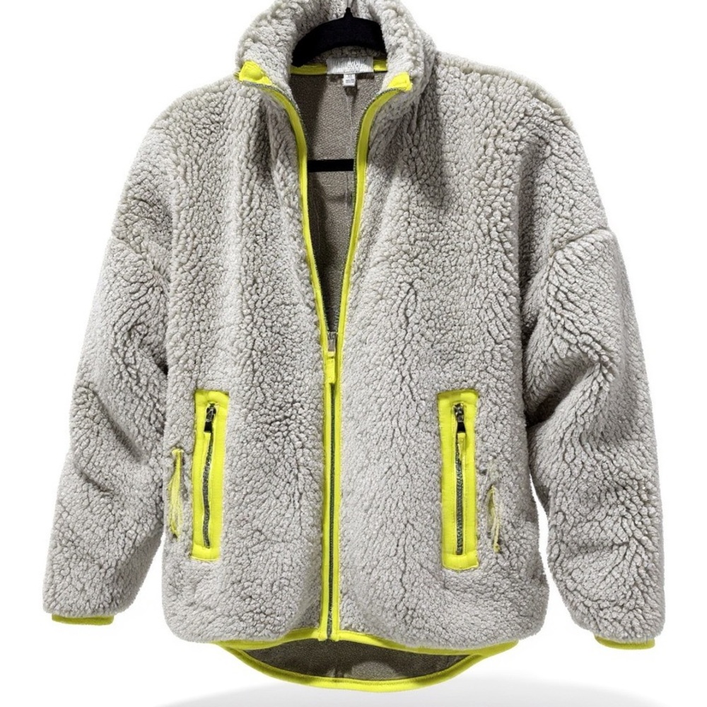 Gray Teddy Jacket with Neon Accents